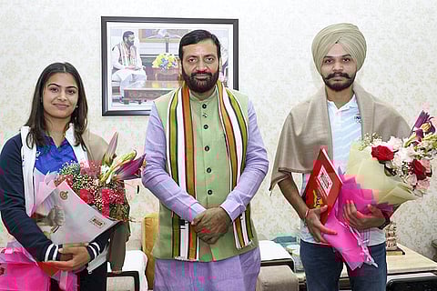 Manu Bhaker, Sarabjot Singh meet Nayab Singh Saini